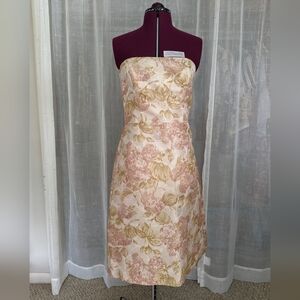 Pink brocade strapless dress by Ann Taylor